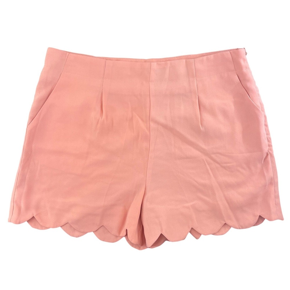 Mittoshop Scalloped Shorts Womens‎ M Peach Pink High Waisted Pleated Preppy Chic
